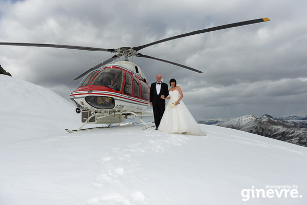 Heli-wedding photos at Golden